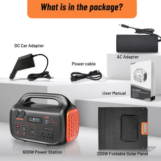 600W/1000W Portable Power Station 655.2Wh/1024Wh Solar Generator with AC Outlet for Home Backup, Camping, Travel, Emergency & Outdoor Use
