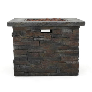 35" Square MGO Propane Fire Pit, 40,000 BTU Outdoor Gas Fire Table for Patio & Backyard