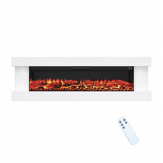 32"/50"/60"/72" Wall-Mounted Electric Fireplace with Suspended LED Lighting, Modern Indoor Fireplace for Living Room