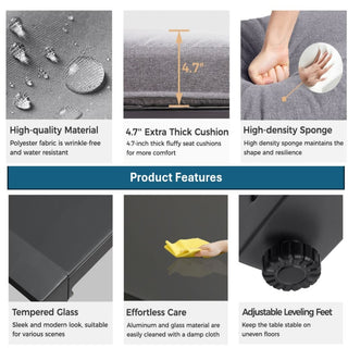 52" All-Weather Aluminum Patio Loveseat Sofa with Thick Beige Cushions