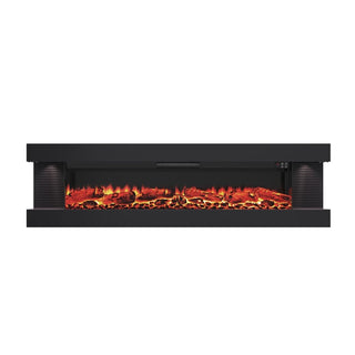 50"/60"/72" Wall-Mounted Electric Fireplace with Suspended LED Lighting, Modern Indoor Fireplace for Living Room