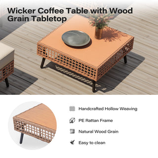 7-Piece Outdoor Sectional Sofa Set, All-Weather PE Wicker Rattan Patio Conversation Set with Thick Cushions & Coffee Table