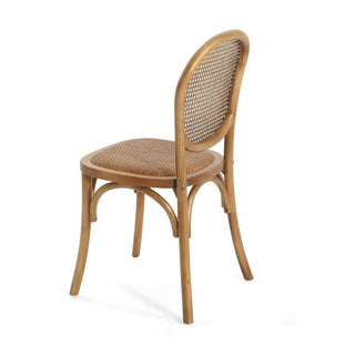 Elegant Vintage Rattan Dining Chairs With Solid Birch Wood Frame (Set Of 2)