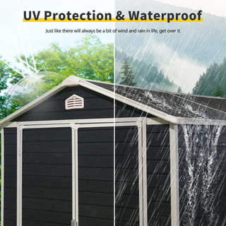 Resin Outdoor Storage Shed Kit, Weatherproof Backyard Organizer for Patio Furniture, Black