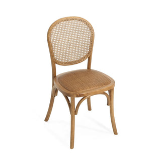 Elegant Vintage Rattan Dining Chairs With Solid Birch Wood Frame (Set Of 2)
