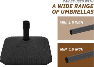 29 lbs. Square Water Filled Patio Umbrella Base in Black