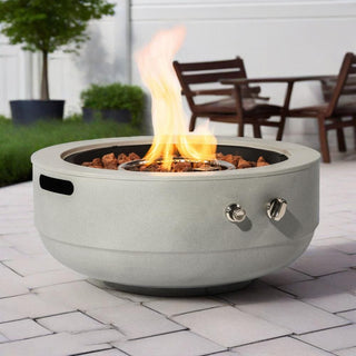 24" Propane Gas Fire Pit Bowl, 50000 BTU Round Steel Fire Pit for Outside Patio Deck Garden Backyard- Grey
