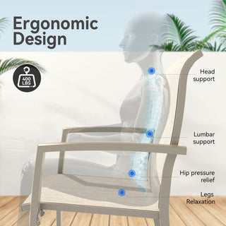 2-Piece Outdoor Patio Chairs – All-Weather Metal Dining Chairs for Garden & Poolside, Black or Cream Frame