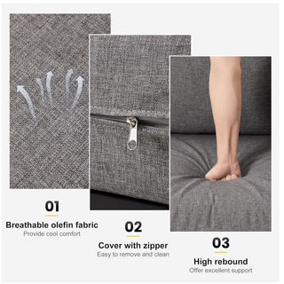 2-Piece Gray Aluminum Modular Armless Chairs for Pool Garden Balcony Porch (Set of 2)