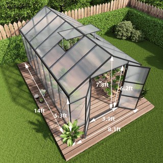 New-Design Walk-In Polycarbonate Greenhouse with Heavy-Duty Aluminum Frame – All-Season Garden & Backyard Greenhouse
