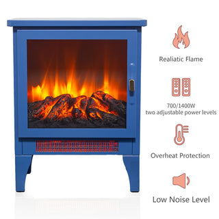 18-Inch Freestanding Electric Fireplace Stove Heater with 3D Flame Effect
