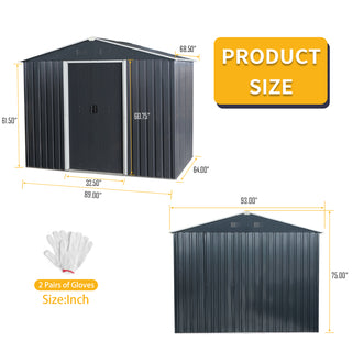 8X6 FT Outdoor Metal Storage Shed with Foundation, Weatherproof Garden Tool Organizer