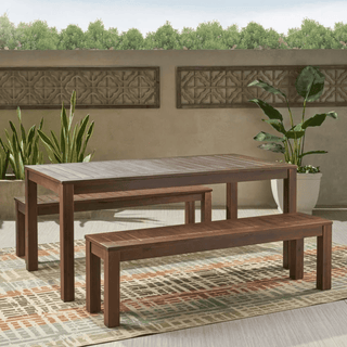 Outdoor Acacia Wood Dining Set With Natural Wood Finish