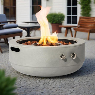 24" Propane Gas Fire Pit Bowl, 50000 BTU Round Steel Fire Pit for Outside Patio Deck Garden Backyard- Grey