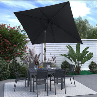 6.5X10 FT Rectangular Patio Umbrella with Crank, Tilt, Polyester UV-Resistant Without base
