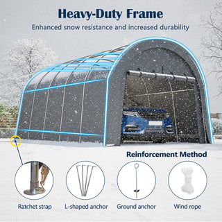 Heavy Duty Anti-Snow 10x20/12x20 FT Carport, Commercial Grade Steel Frame Portable Garage Canopy with Vented Waterproof Roof for Car/Boat/RV Storage