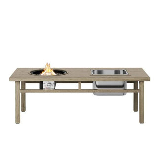 47" 3-in-1 Outdoor Aluminum Beige Propane Fire Pit Table 50,000 BTU with Ice Bucket