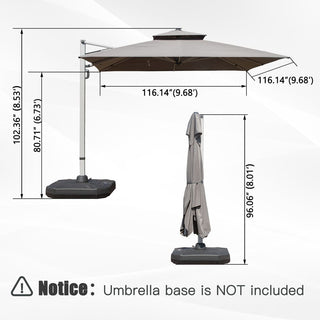 Aluminum Cantilever Patio Umbrella with Tilt Function – Outdoor Offset Market Umbrella for Backyard, Deck & Pool (Base Not Included)