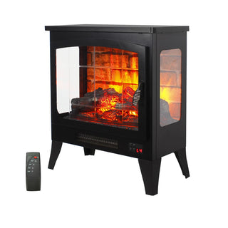 21-Inch Freestanding 3-Sided Electric Fireplace Stove Heater with 3D Flame Effect & Remote Control