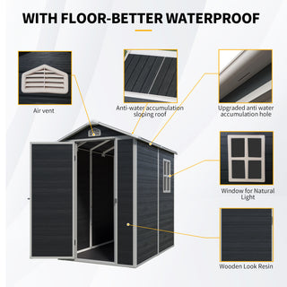 Resin Outdoor Storage Shed Kit, Weatherproof Backyard Organizer for Patio Furniture, Black