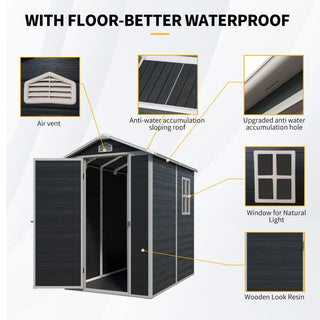 Resin Outdoor Storage Shed Kit, Weatherproof Backyard Organizer for Patio Furniture, Black