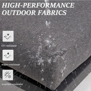 Set of 2 26" All-Weather Aluminum Patio Ottomans Footrests with Thick Gray Cushions