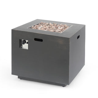 33" Outdoor Iron Square Propane Fire Pit, Tank Inside, Dark Gray - 50,000 BTU