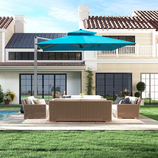 Aluminum Cantilever Patio Umbrella with Tilt Function – Outdoor Offset Market Umbrella for Backyard, Deck & Pool (Base Not Included)