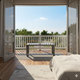 44" x 22" All-Weather Aluminum Outdoor Gray Coffee Table with Tempered Glass Top