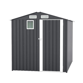 6x8 FT Outdoor Steel Storage Shed with Clear Window, Lockable Doors, Compact Metal Tool Shed for Garden, Backyard, Patio, Utility, and Bike Storage,Yellow/Grey