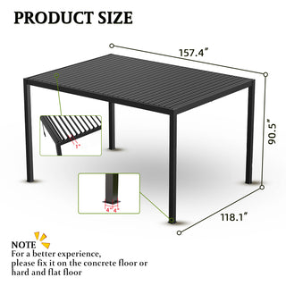 10x13FT / 10x19FT Louvered Pergola with Aluminum Frame and Adjustable Steel or Aluminum Louvers