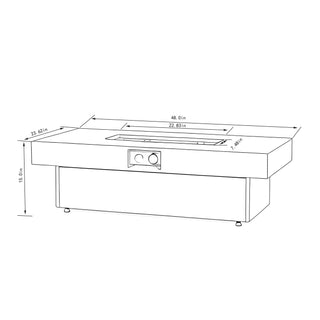 Outdoor Firepit Table, 48 x 24 Inch Rectangle Fire Pit Table, 50000 BTU Propane Fire Pits Table for Patio Set, two height options