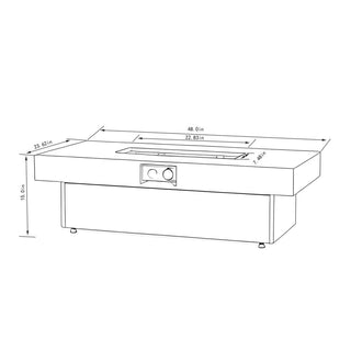 Outdoor Firepit Table, 48 x 24 Inch Rectangle Fire Pit Table, 50000 BTU Propane Fire Pits Table for Patio Set, two height options