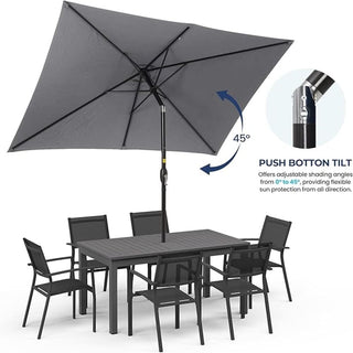 6.5X10 FT Rectangular Patio Umbrella with Crank, Tilt, Polyester UV-Resistant Without base