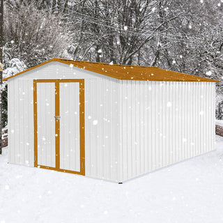 Mondawe 12ft x 10ft Metal Garden Storage Shed, Outdoor Tool Storage House with Double Doors and Air Vents