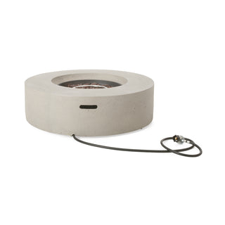 Outdoor 50,000 BTU Round MgO Concrete Propane Fire Pit, Light Gray/Dark Gray  (Tank Cover not Included)