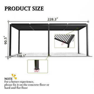 10x13FT / 10x19FT Louvered Pergola with Aluminum Frame and Adjustable Steel or Aluminum Louvers