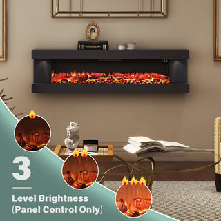 Stylish Electric Fireplace with Suspended LED Light (50"/60")
