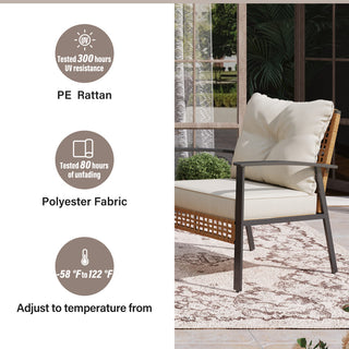 4-Piece Oversized Wicker Patio Conversation Set with Cushions & 2-Tier Storage Coffee Table for Outdoor Living