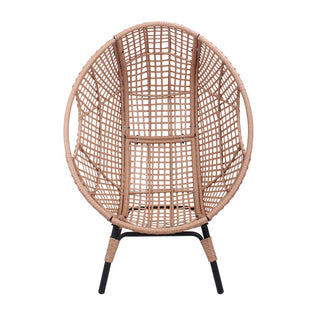 Outdoor Hanging Egg Chair with Stand, 400 lbs Capacity Patio Swing Chair, PE Rattan Wicker Lounge Chair with 8-Inch Thick Cushion,