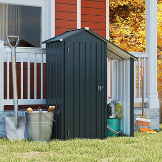 Small Metal Garden Storage Shed, Waterproof Galvanized Steel Tool Shed with Lockable Door