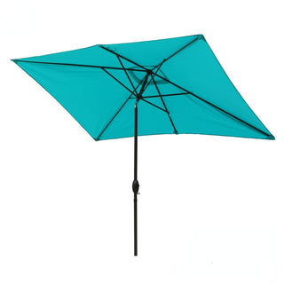 10' x 6'5 Rectangular Outdoor Market Umbrella – Light Blue Patio Shade with Crank & Tilt