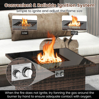 32.5 Inch Propane Fire Pit Table 50000 BTU with Tempered Glass Tabletop
