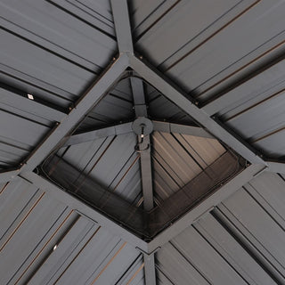 10x10 FT Steel Frame Hardtop Gazebo with Double Roof, Netting & Ceiling Hook for Patio & Backyard