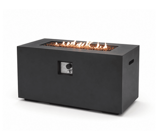 42 Inch Rectangular Propane Fire Pit Table, 50000 BTU Lightweight Concrete Outdoor Gas Fire Table with Lava Rocks, Burner Lid & Waterproof Cover