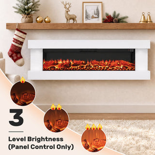 32"/50"/60"/72" Wall-Mounted Electric Fireplace with Suspended LED Lighting, Modern Indoor Fireplace for Living Room