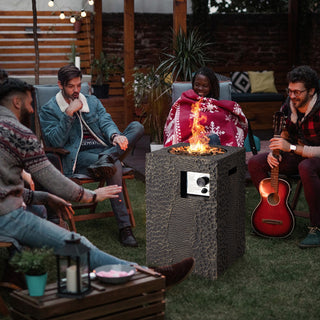 16 Inches Square Outdoor Propane Fire Pit with Lava Rocks Waterproof Cover 30,000 BTU