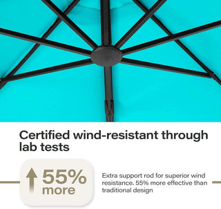 11 FT Luxury Curved Cantilever Umbrella, Heavy-Duty Side-Post Umbrella With Base, And 360° Rotation