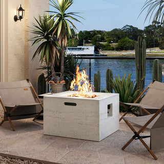 41.9" Outdoor Rectangular Propane Fire Pit – 40,000 BTU MGO Patio Heater with Stainless Burner, Lava Rocks & Waterproof Cover