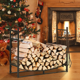 30/36 Inch Firewood Rack with 4 Tool Set Kindling Holders